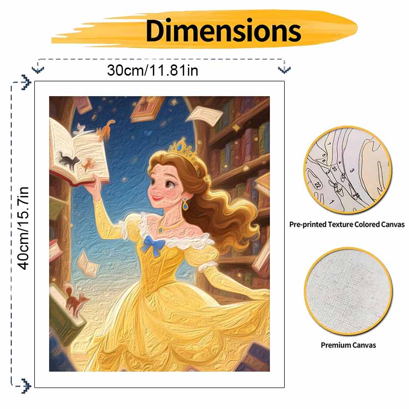 Disney Princess Yellow Dress Digital Oil Painting Art Kit Handmade Diy Home Decorations