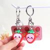 Kawaii 3D Strawberry Keychain Cute Fruit Key Ring 1Pcs Fashion Bag Pendant Charm for Teen Girls Backpack Decor