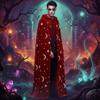 Tie Up Closure Star Moon Cape Soft Fabric Gothic Party Apparel Velvet Hooded Cloak  Fantasy Fans