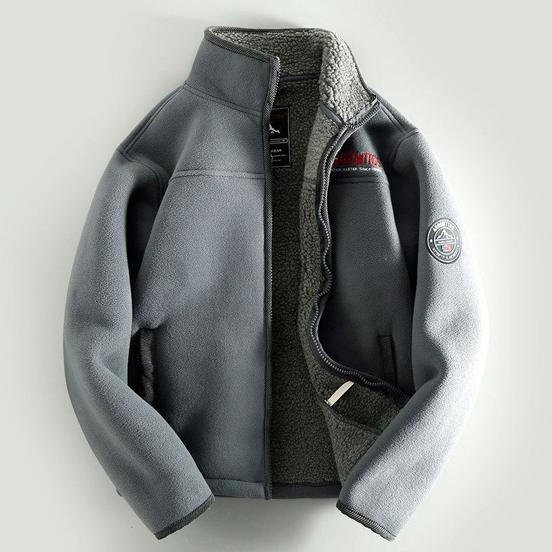 Accessible Luxury Cattle Goods! Factory Direct Sales Thickened Heattech Men Berber Fleece Coat Loose Plus Size Velvet Stand Collar Jacket