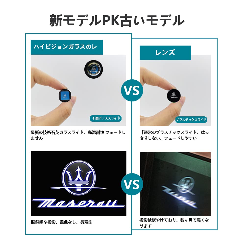 Courtesy Lamp Laser Logo Light Door Welcome Light LED Logo Projection Courtesy Light for Maserati 2-Piece Set Compatible with Maserati (04, Ghibli & Q