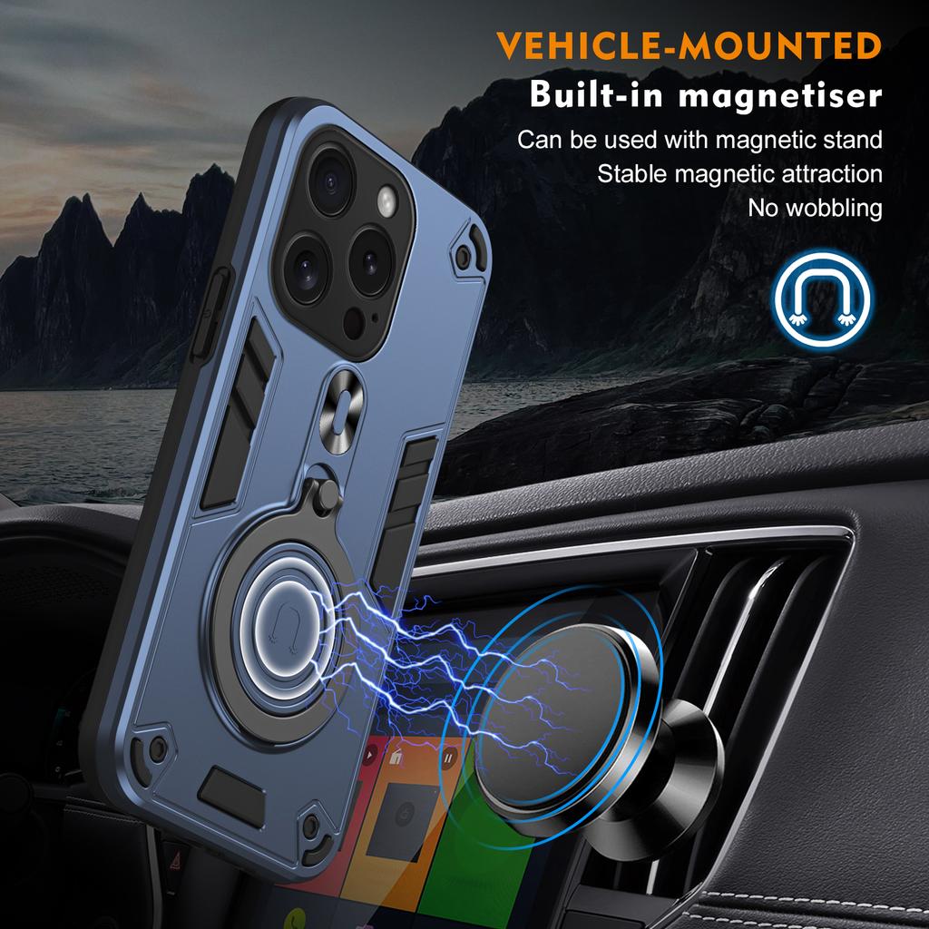 For iPhone 15 Pro Case Rotatable Kickstand PC+TPU Drop Protection Phone Cover