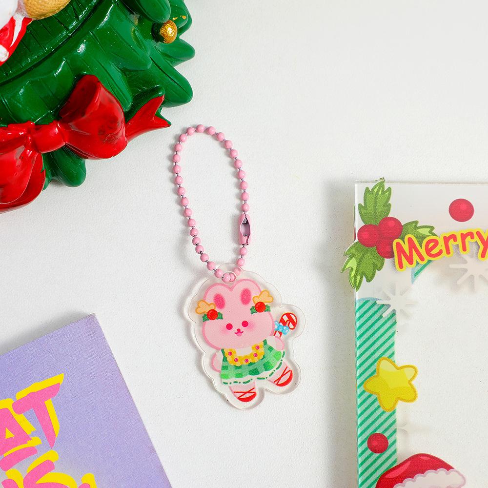 Christmas Tree Decoration Cartoon Acrylic Bag Pendant Girl Keychain Pendant Earphone Cover Backpack Ornaments Kid Christmas Gift