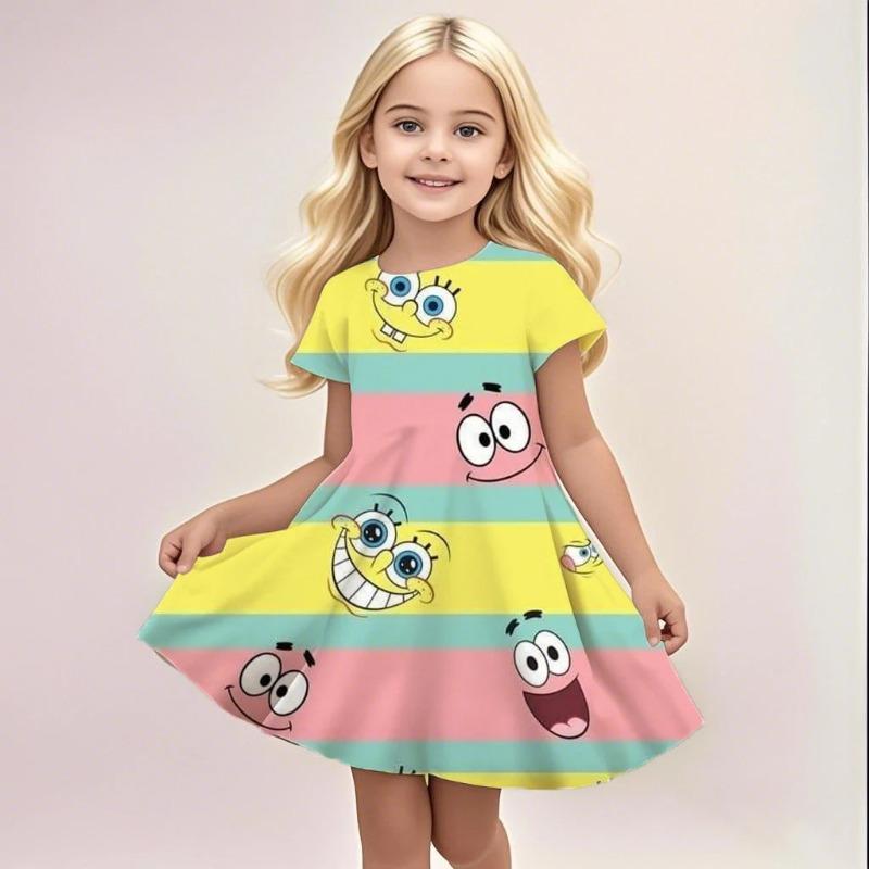 Summer Girls' Dress New Style Western Girl Short Sleeve Children's Short Sleeve Mickey