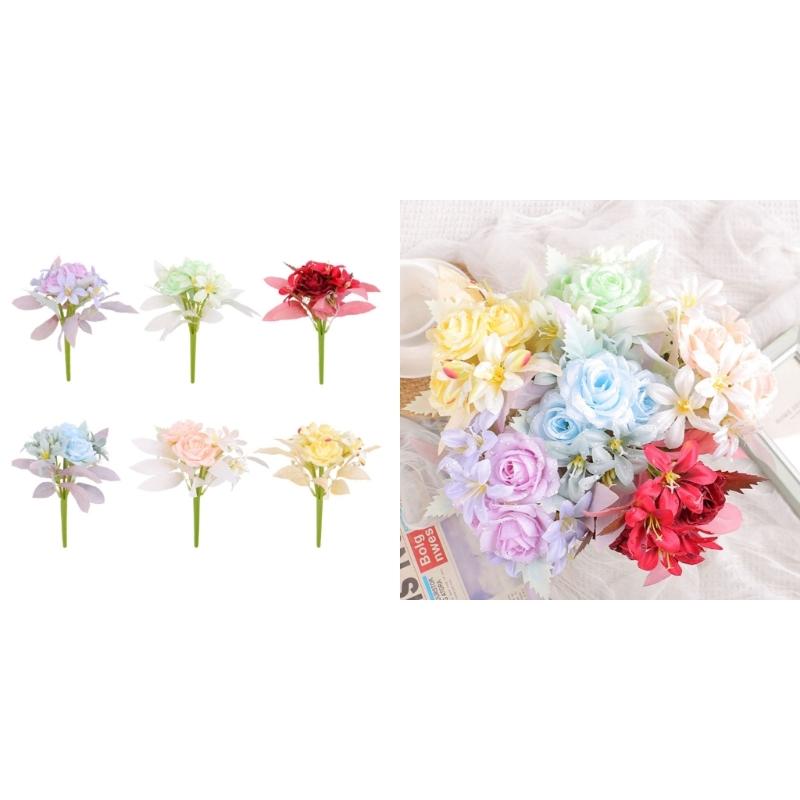Artificial Flowers Artificial Rose Flower Bouquet for Wedding Party Decoration, Realistic Flower Table Centerpiece Decor