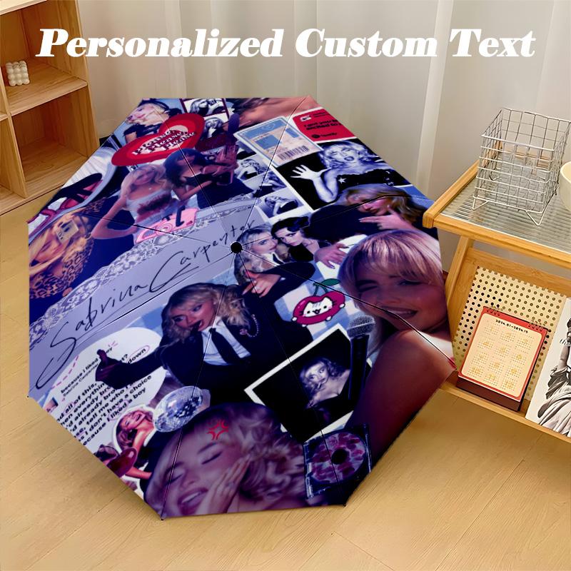 Portable Auto Folding Umbrella,Sabrina Carpenter 8 Rib Waterproof Umbrella For Camping Commute