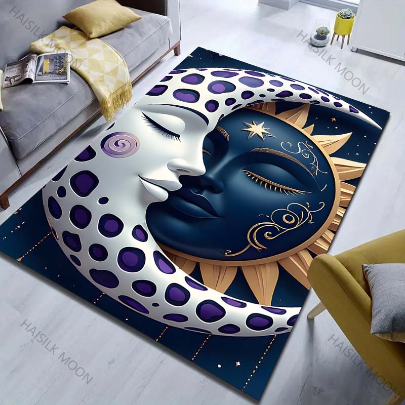 Multiple Sizes Moon and Sun Pattern Carpet for Living Room Bedroom Sofa Home Decor Rus Non-slip Floor Mat Luxury Gift