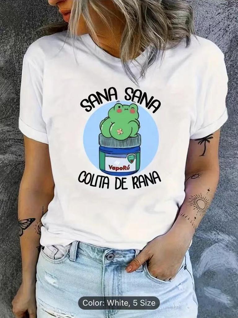 European and American spot printed crew neck T-shirt spring and summer casual short-sleeved crew neck top short-sleeved women's T-shirt