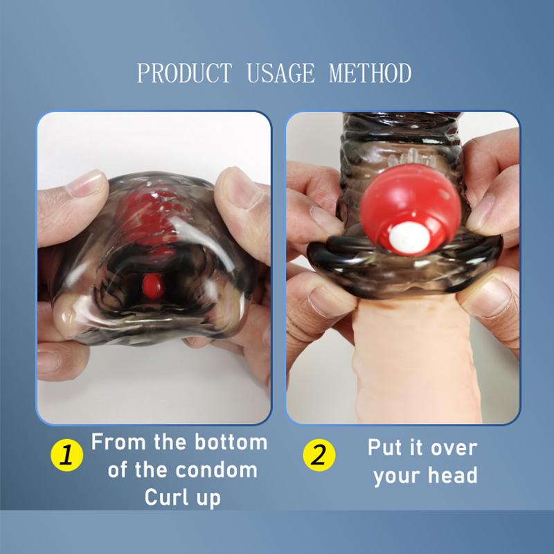 MELEON Penis Extension Sleeve Vibrator Extender 4.5cm Reusable Condoms Soft Delay Ejaculation Dick Sleeve Adult Sex Toys for Men