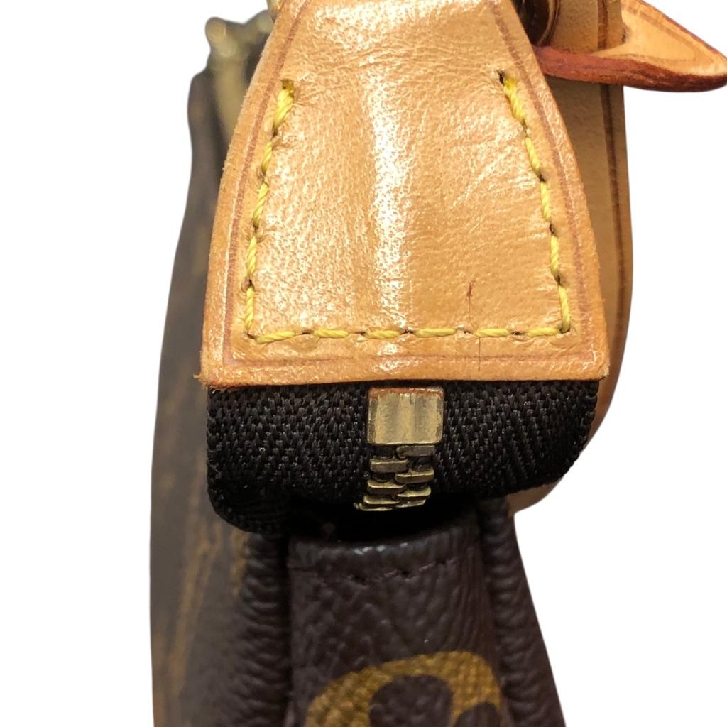 Used Louis Vuitton Monogram Pochette Accessoires M40712 Canvas Brown Authentic 1210