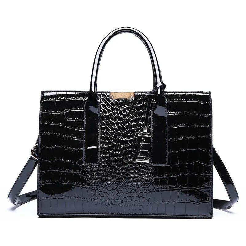 New women's bag trendy crocodile pattern portable shoulder messenger tote bag