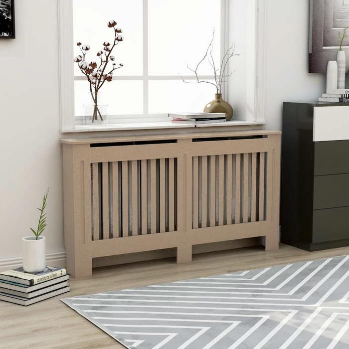 Cache-radiateur en MDF 152x19x81 cm - VIDAXL - Brun - Design moderne à lattes