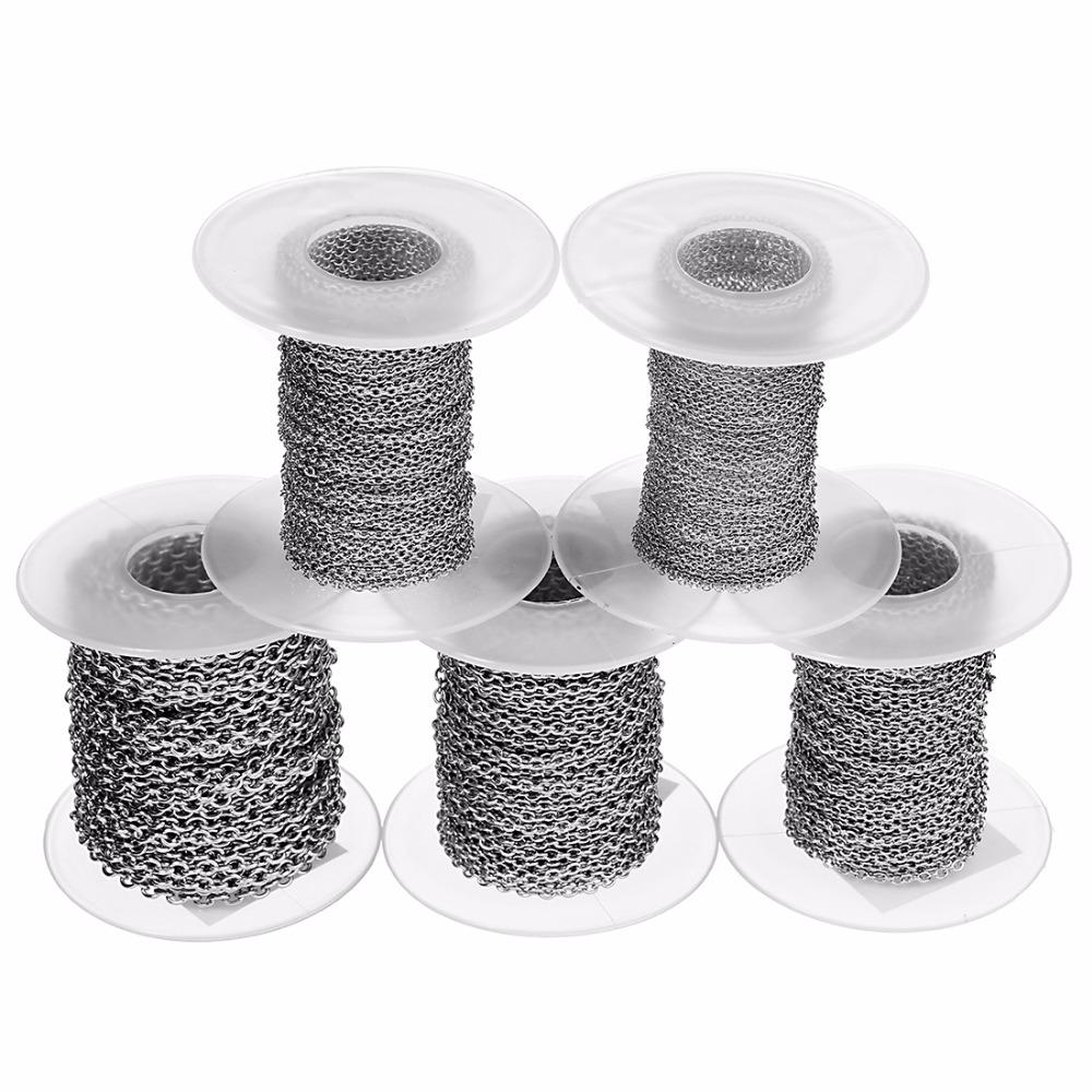 

10yards/Roll 1/1.5/2/2.5/3mm Stainless Steel Chains Bulk Fit Necklaces Bracelets Link Chain Jewelry Making Findings Wholesale 1mm