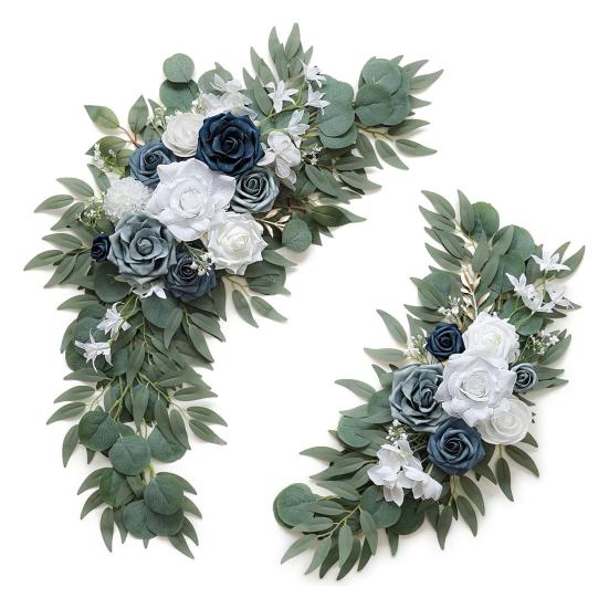 2 Pcs Artificial Flowers Swag Faux Flowers Rose Swag Floral Garland for Ceremonies Sign Backdrop Wedding Arch Stair Railing Decor