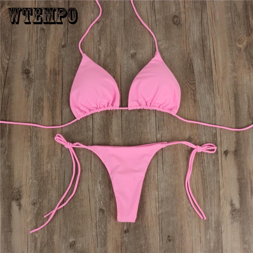 WTEMPO Women Bandeau Bandage Beachwear Swimsuit Bikini Set Push-Up Brazilian Swimwear