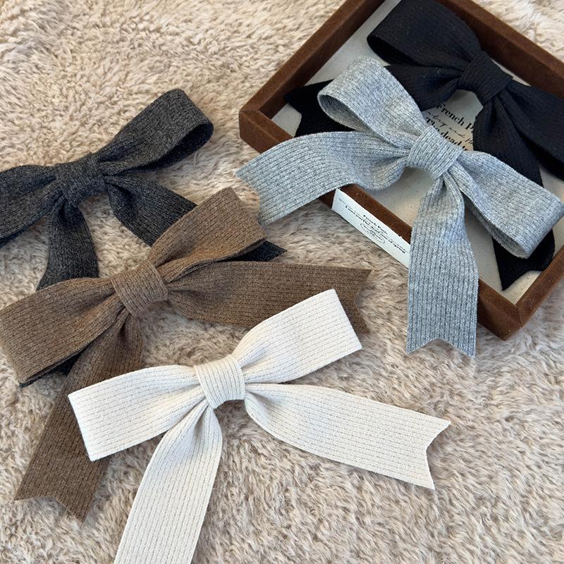 Autumn Winter Knitted Woolen Bow Hair Clips Spring Clips Womans Retro Temperament Barrettes Female Party Hairpins Hair Decorate