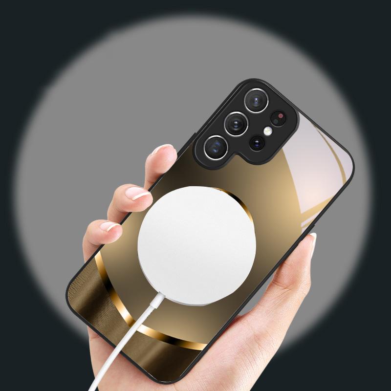 Golden gradient dragon For Samsung S26 S20Ultra S21 Pro S22 Plus S23 FE S24 Ultra S25 Edge For Magsafe Glass Phone Case