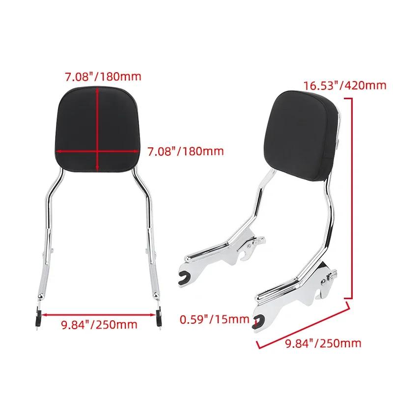 Motorcycle Rear Pessenger Sissy Bar Upright Backrest Black Chrome For Harley Softail Slim Street Bob Deluxe 2018-2025