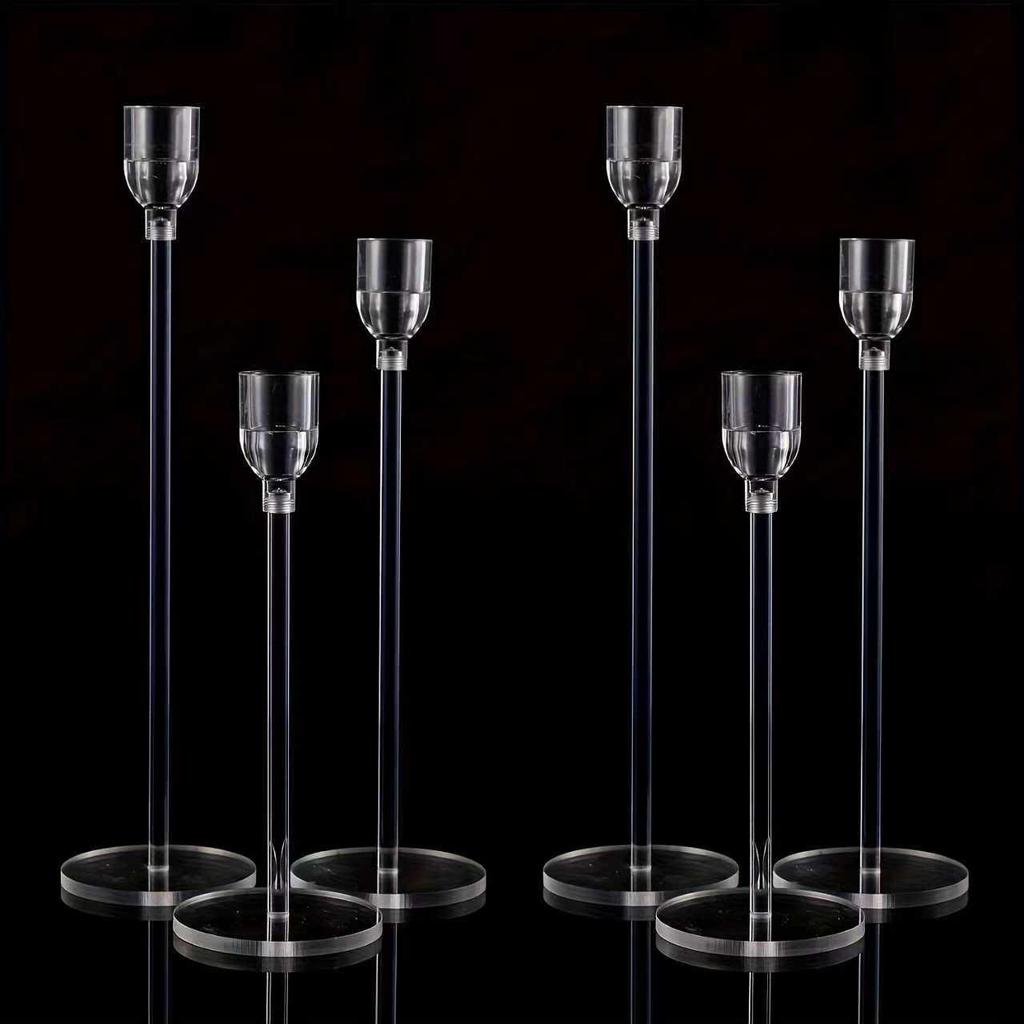 Moderne Klare Acryl-LED-Kerzenständer Hohe Transparente Kerzenhalter für Romantische Party Hochzeitsgeschenk Abendessen Hausdekoration