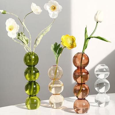 Decorazione nordica del soggiorno Vasi di fiori sferici creativi Vaso piccolo in vetro colorato a bolle