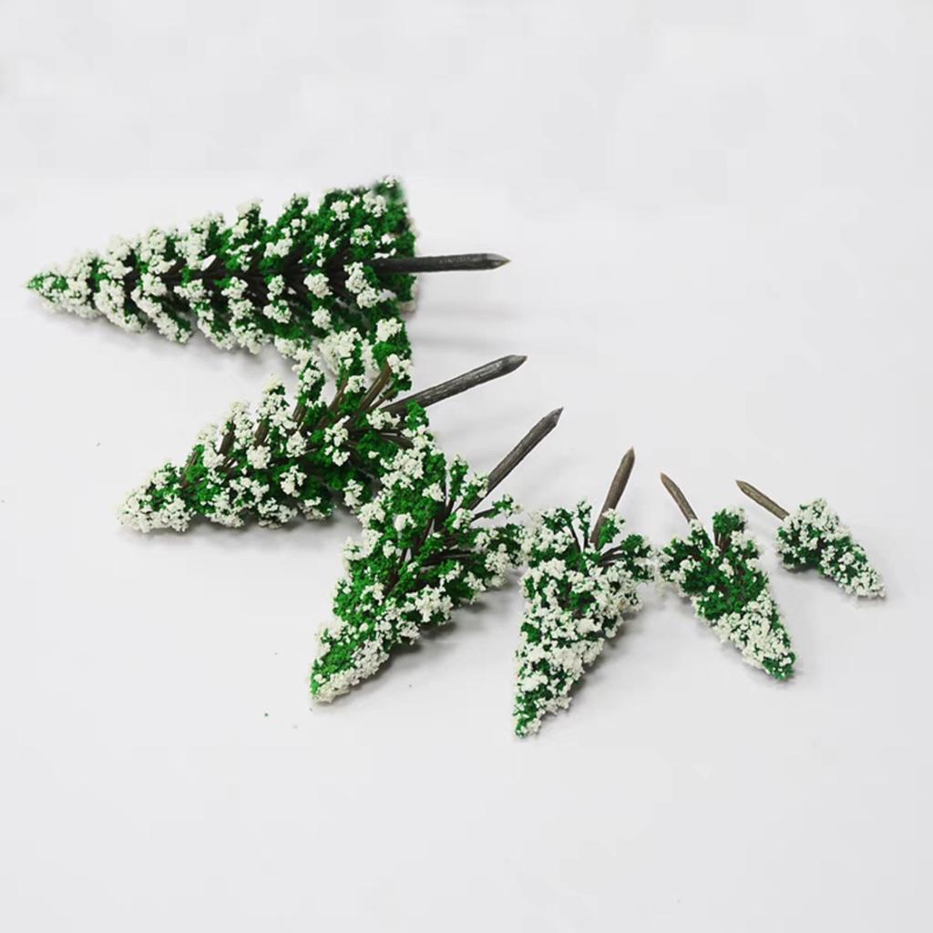 Xmas Decoration 6 Sizes of Mini Snow Pine Model Trees Scenery Trees for Christmas Decoration Winter Ornaments Crafts for Home