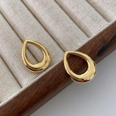 Textured Metal Water Drop Earrings, Light Luxury High-End Stud Earrings, Popular Simple And Cold Earrings, Women