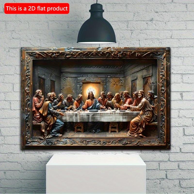 2d Flat 30*20cm, Spirituality-themed Wooden Ornament, Beautifully Crafted The Last Supper Scene, for Home, Kitchen, Garden, Bedroom, Bar.