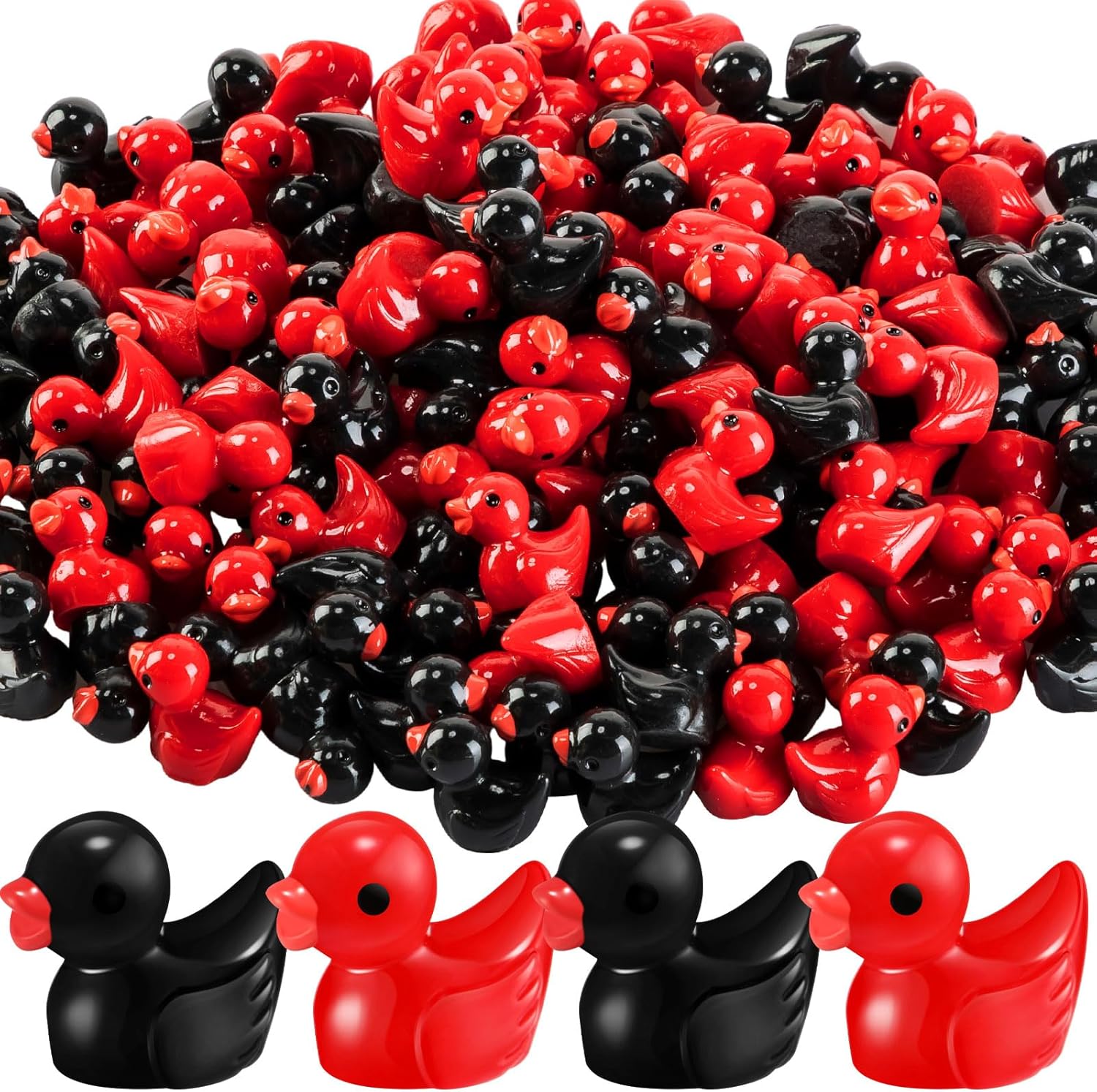 

100/50Pc Tiny Ducks Red Black Small Resin Duck Figures For Graduation Party Toys Aquarium Potted Ornament Charms Diy Craft Decoration 50pc