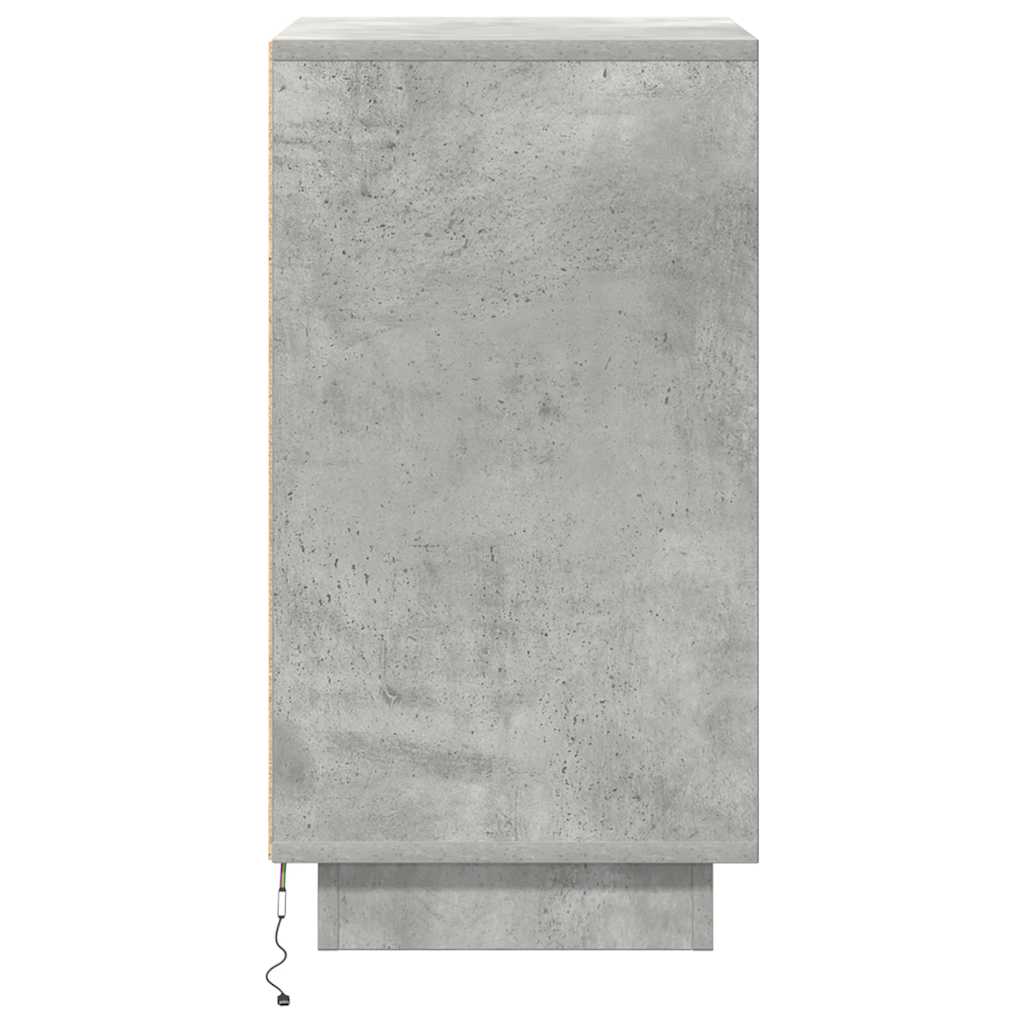 Nightstand with LED Lights Concrete Grey 38 x 34 x 65 cm