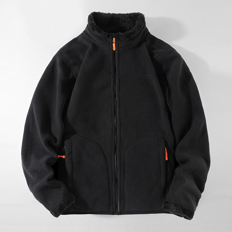 

Двусторонняя куртка из кораллового вельвета, двусторонняя куртка из полар-флиса, осенне-зимний уличный теплый утолщенный кардиган, парная толстовка M