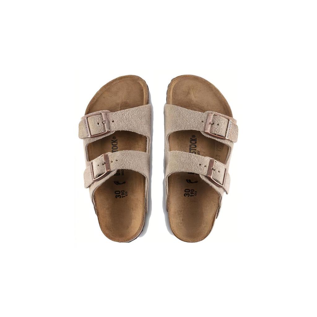 Birkenstock Comfortable Round Toe Versatile Soft Sole Buckle Non-Slip Kids Slippers Kids Slippers Gray Brown 1021704
