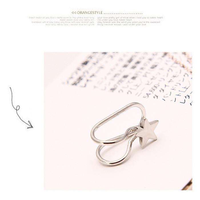 Korean Pearl and Diamond Star Ear Cuffs - U-Shaped Temperamental Stud Earrings