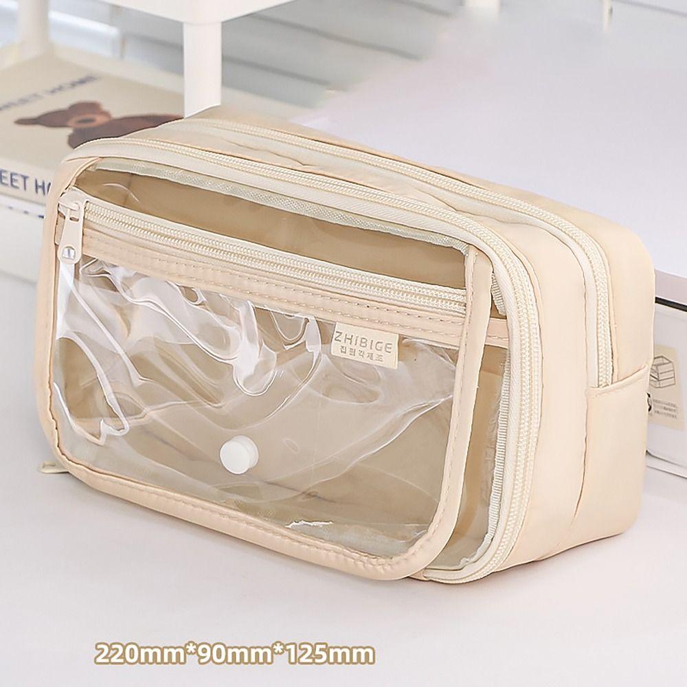 Transparent Flip Cover Pencil Case 8 Layers Stationery Storage Pouch  Office School Supplies