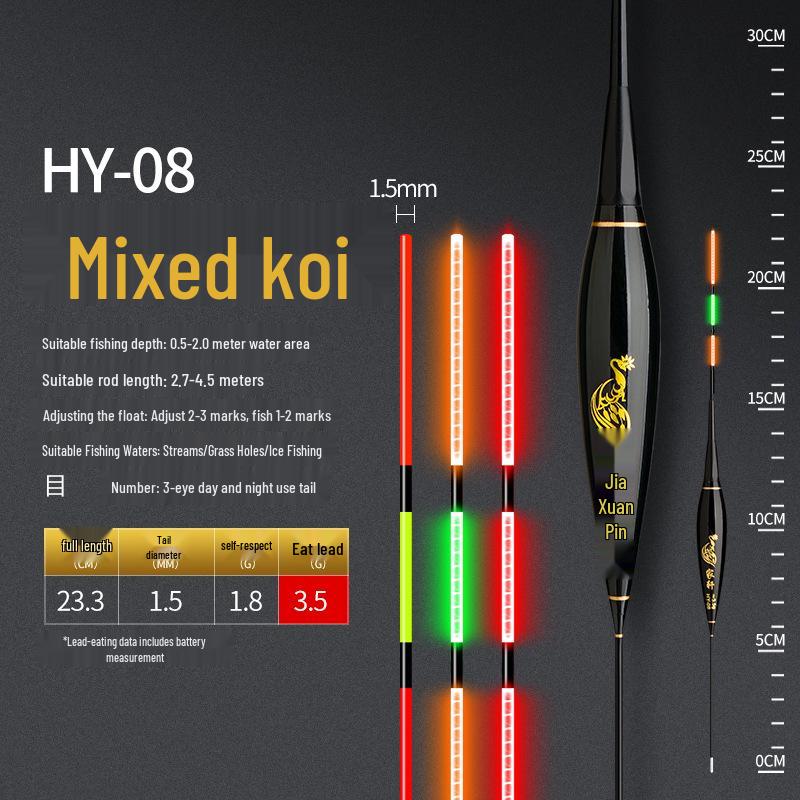 

Dual-Use Luminous Electronic Float: Day/Night Hook Bite Indicator for Crucian Carp - Eye-Catching, Thickened, Short Float Non-color-changing model without battery