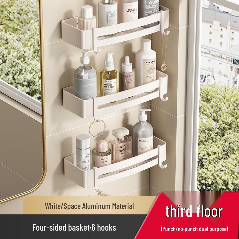 Gunmetal No-Drill Triangular Bathroom Shelf - Space Aluminum Corner Storage Basket