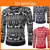 Klassischer Slim Fit Herren Weihnachts-Pullover mit O-Ausschnitt und Schneeflocken-Design