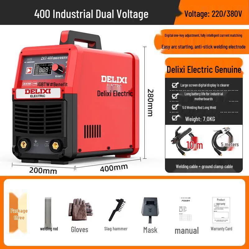 Delixi Dual Voltage Electric Welder 250/315/400A, Industrial Grade, 220V/380V, All-Copper, Automatic.