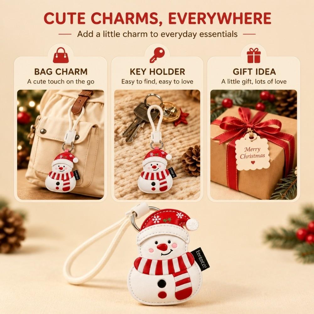 PU Leather Holiday Bag Charm Lightweight Holiday Keyring Leather Keychain Christmas Gift Exchange