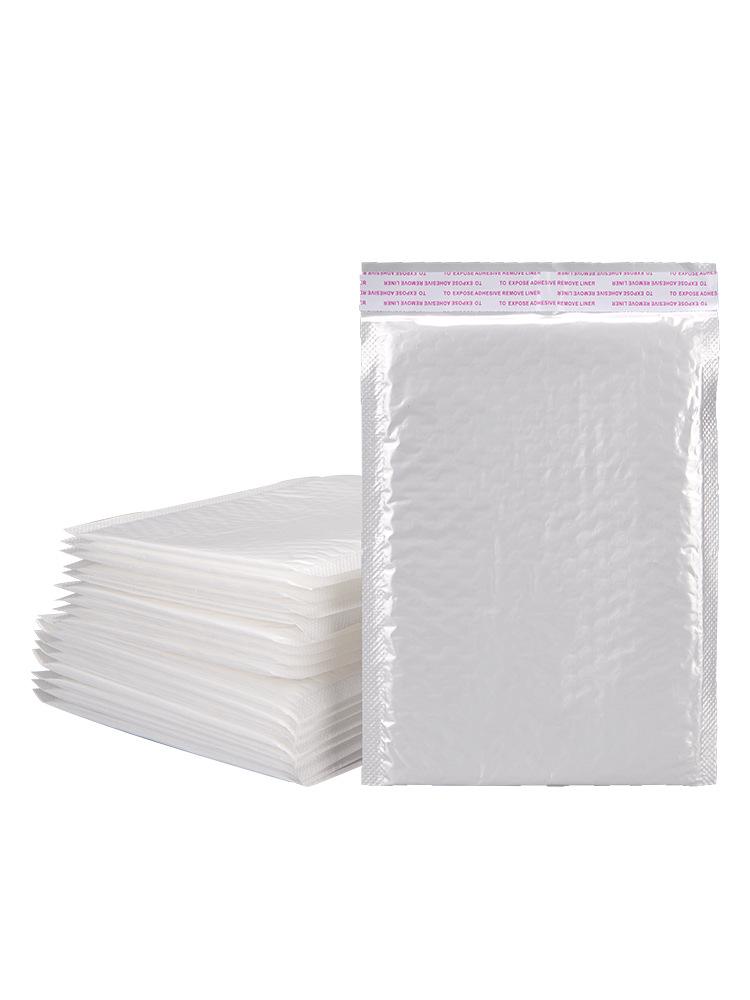 White Pearlescent Bubble Envelope: Waterproof, Shockproof Packaging for Clothing and Logistics.