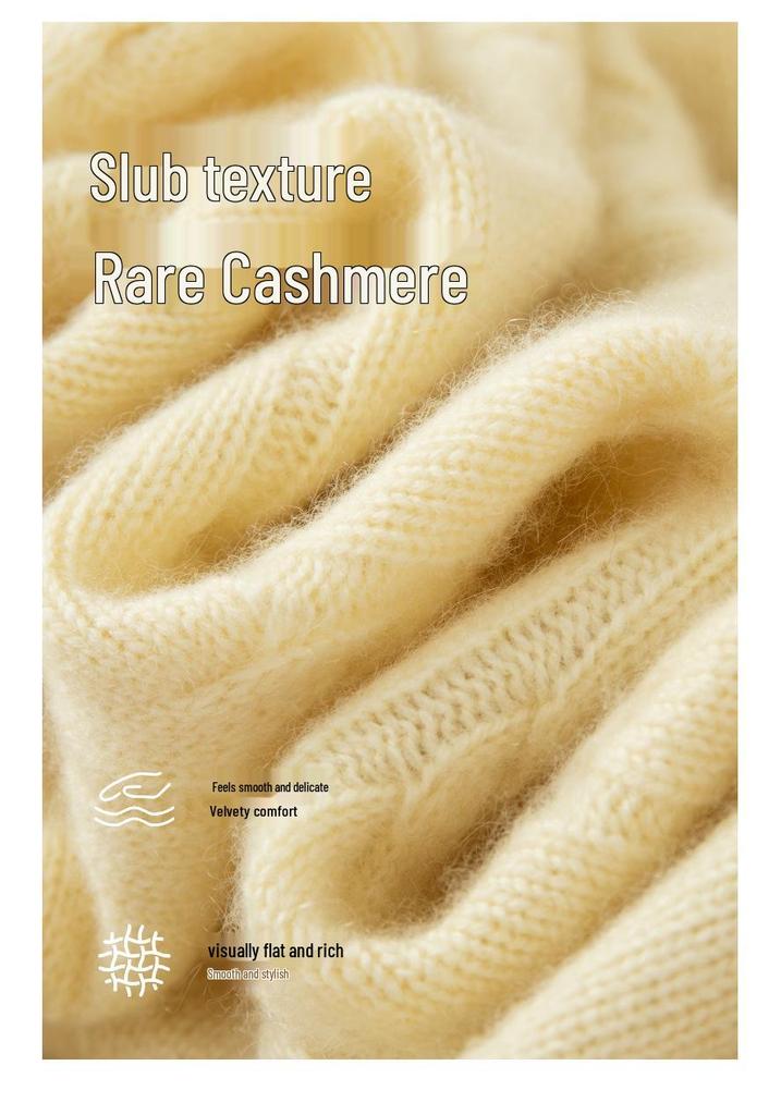 Women's Double Zipper Cable Knit Cashmere Cardigan - 2026 Autumn/Winter Loose Fit Round Neck Outerwear
