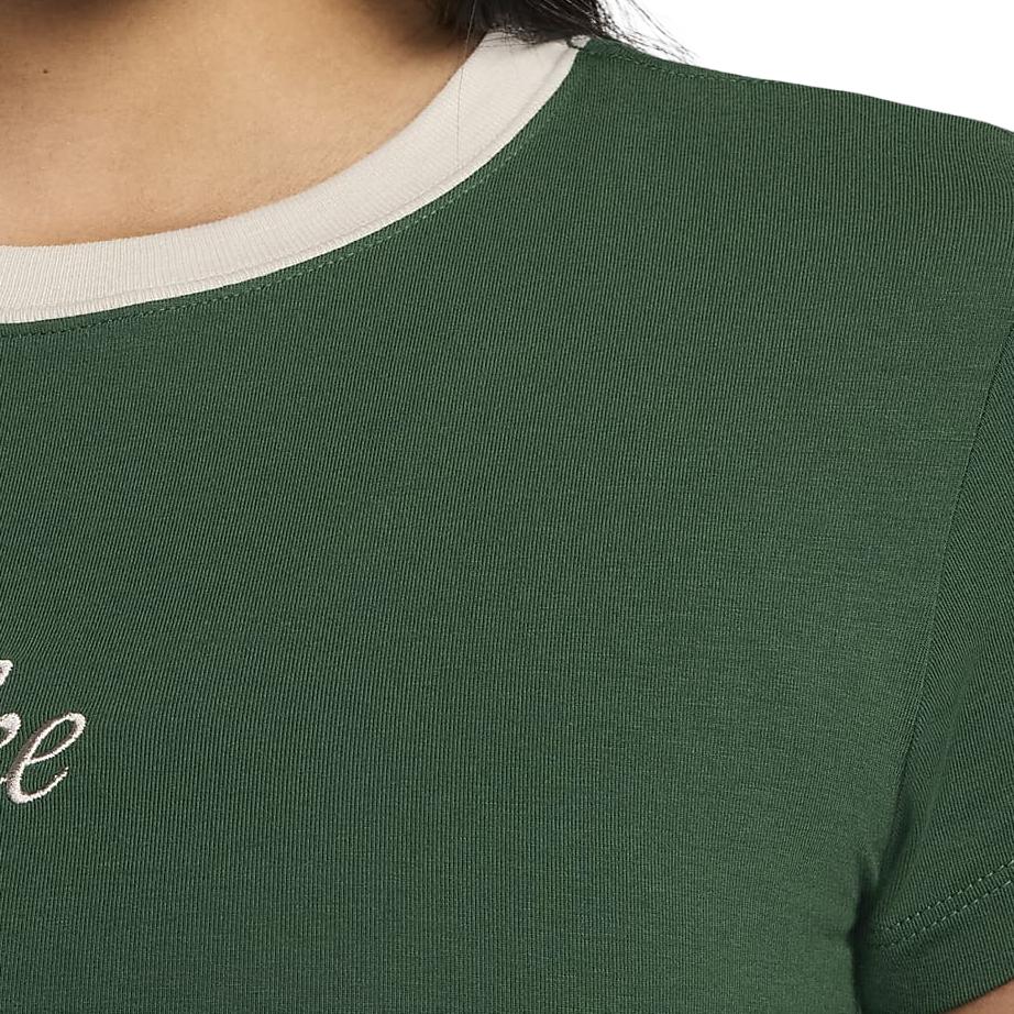Nike Fitted Round Neck Yoga Short Sleeve Pullover Logo T-Shirt Women Tops Green HF8820-341
