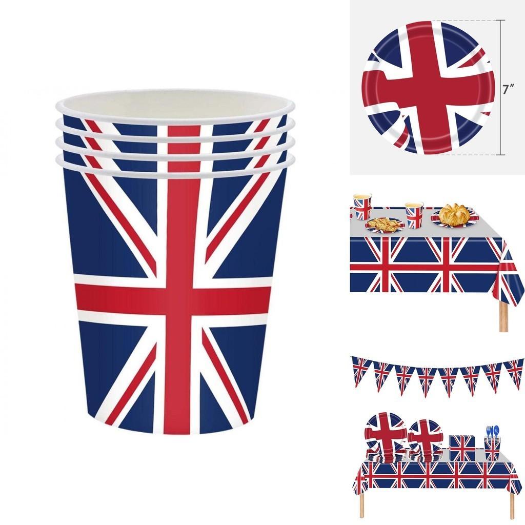 Britische Flagge Partyzubehör Set Gedenken Sie dem Platinjubiläum 2022 mit diesem wertvollen, multifunktionalen Set!