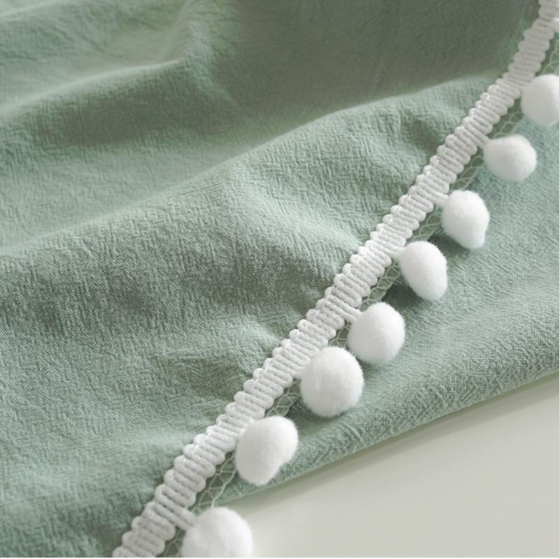 Solid Color Washed Cotton Wool Ball Edge Tablecover Minimalist Dining Table TV Cabinet Tablecloth Dust Proof Non Slip Desk Cloth