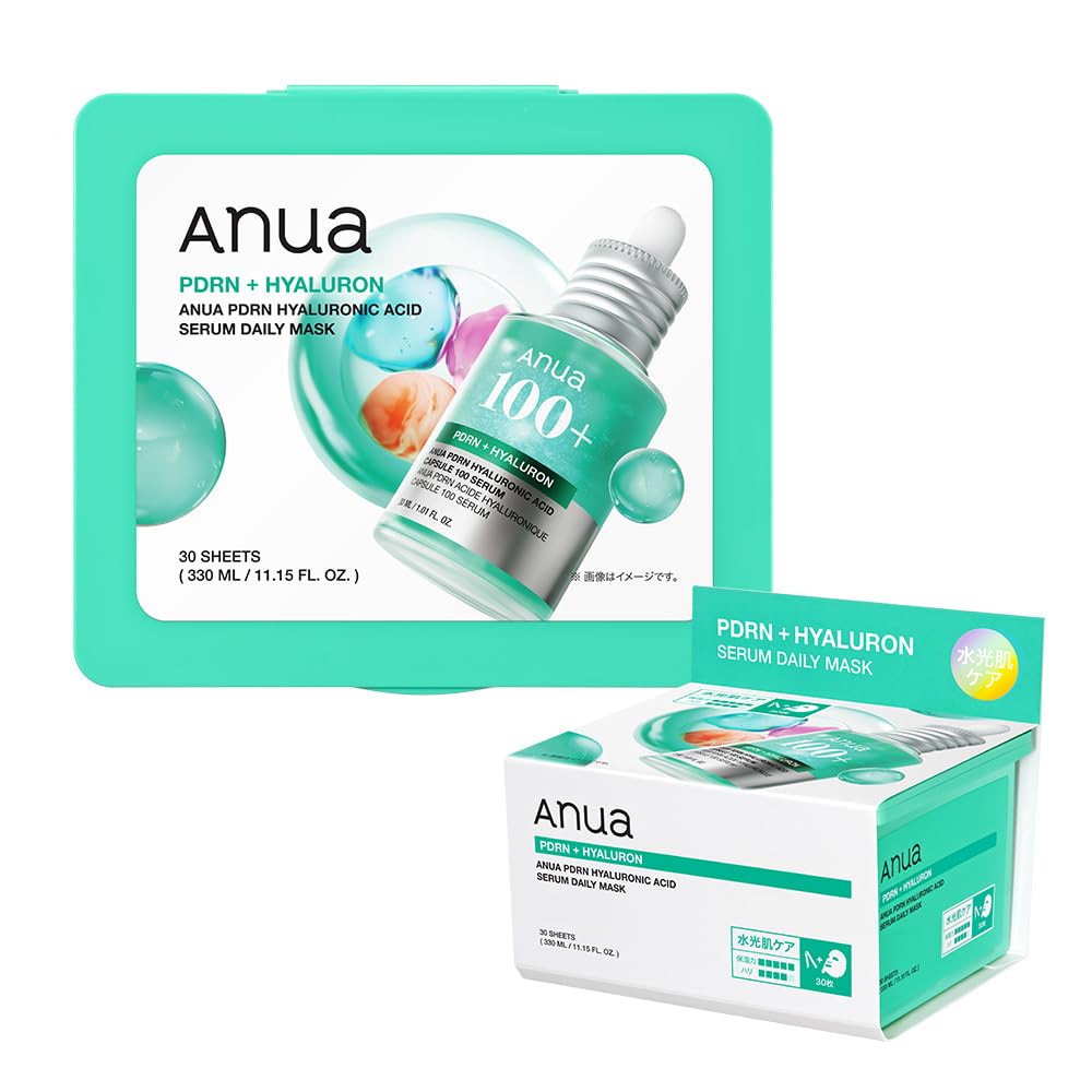 ANUA PDRN Hyaluronic Acid Serum Daily Mask Pack and Improving Skin Texture for Dry and Combination PDRN Hyaluronic Acid Serum Daily Sheet Face