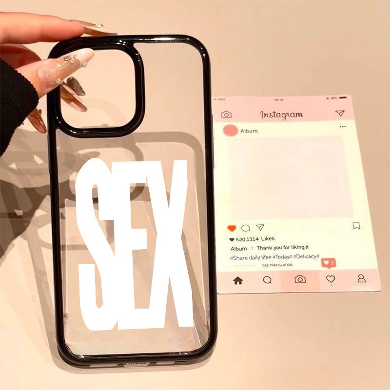 Sex Icon Pattern Phone Case for IPhone 16 15 14 13 12 11 Pro Max X XS XR 17 Air 7 8 Plus INS Simple English Letter Hard PC Cover