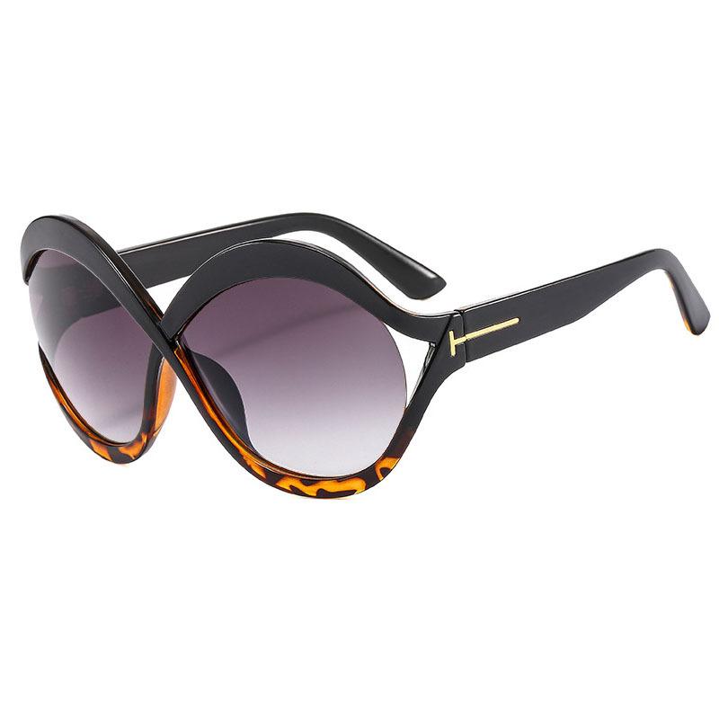Oversized Sunglasses, European and American Style Sun Protection Sunglasses, Women's Round Cross-frame Cutout Glasses