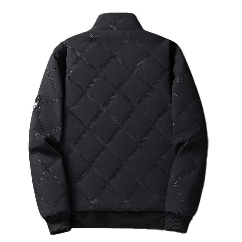 Men's Winter Plus Velvet Diamond Plaid Warm and Fashionable Jacket