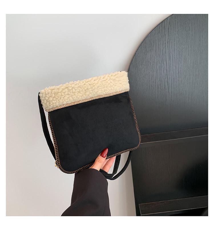 Chic Urban Polyester Bucket Bag For Women 2024 Winter Trendy Soft Shoulder Bag With Pockets чёрный