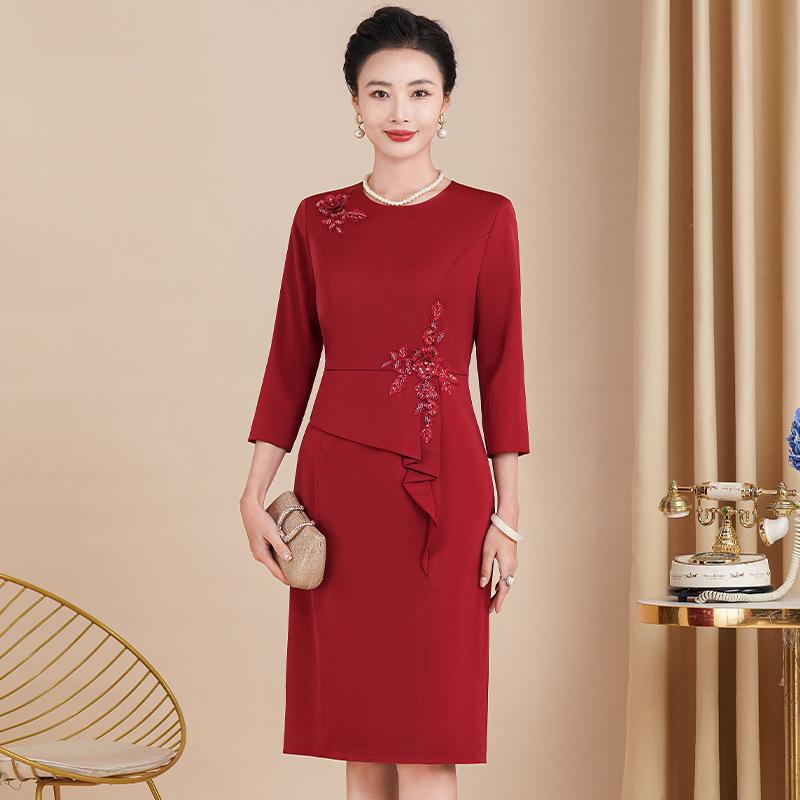 Формальное платье винно-красного цвета для женщин, весна 2025: Элегантное платье для матери невесты/жениха M