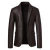 Fashion Men Leather Suits Jackets Formal Blazers Coats Good Quality Male Slim Business Casual Pu Leather Blazers Jackets